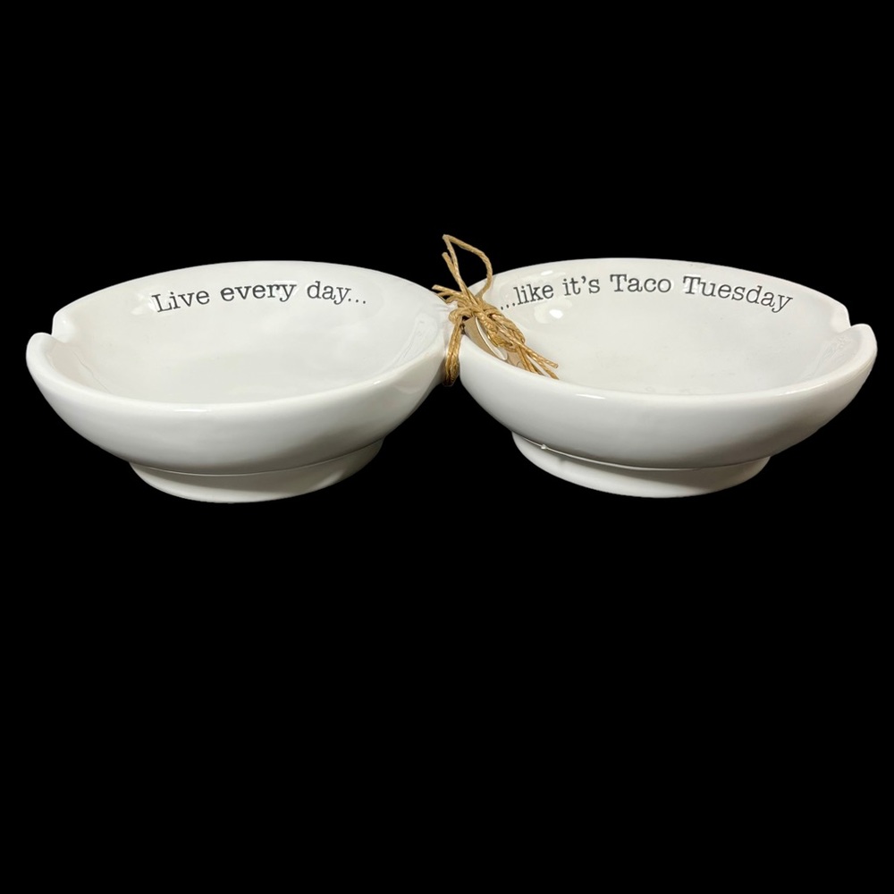 MUD PIE Double Salsa Server Set “Live Every Day…like it’s Taco Tuesday” NWT